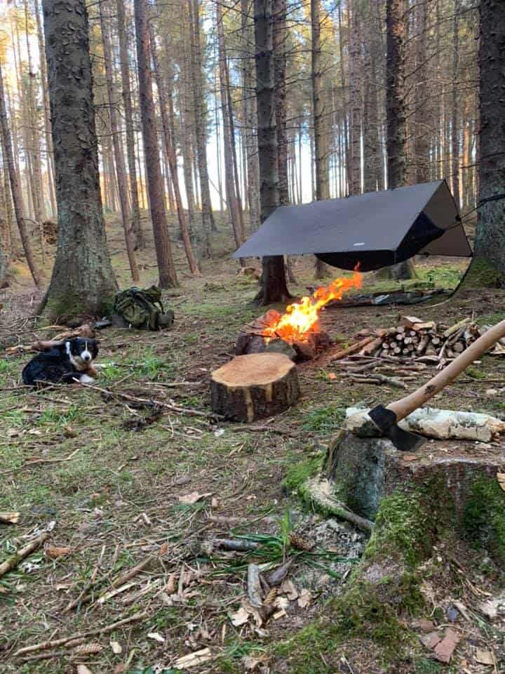 setting up a tarp shelter